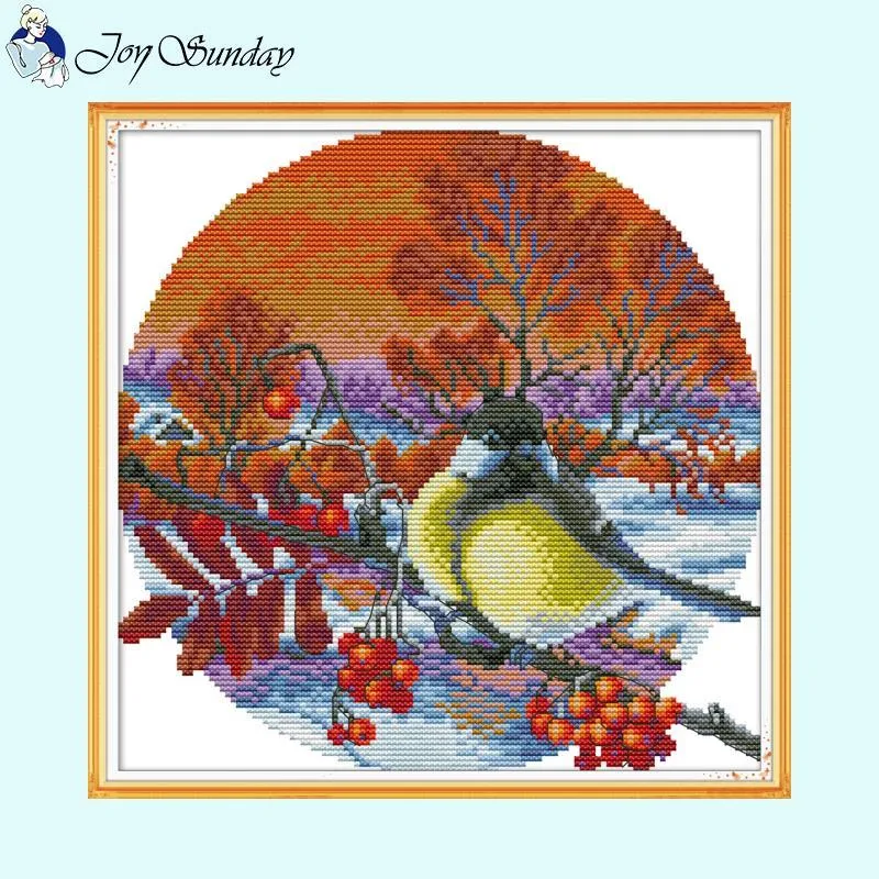 Joy Sunday Flower and Bird Home Decor Cross Stitch