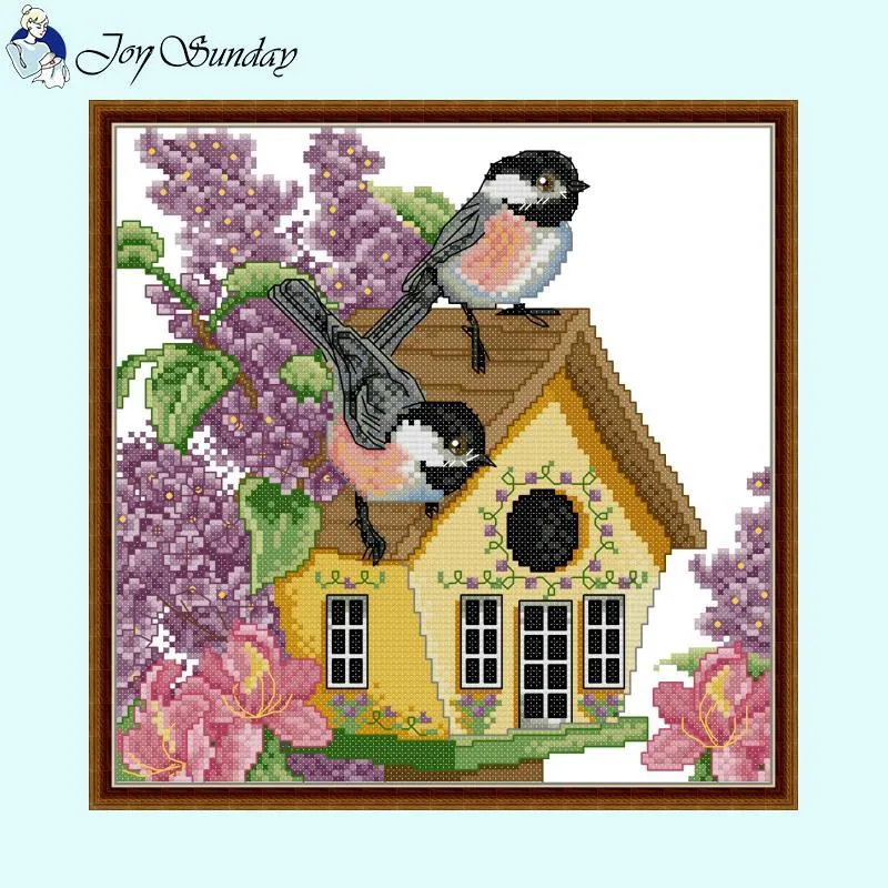 Joy Sunday Flower and Bird Home Decor Cross Stitch