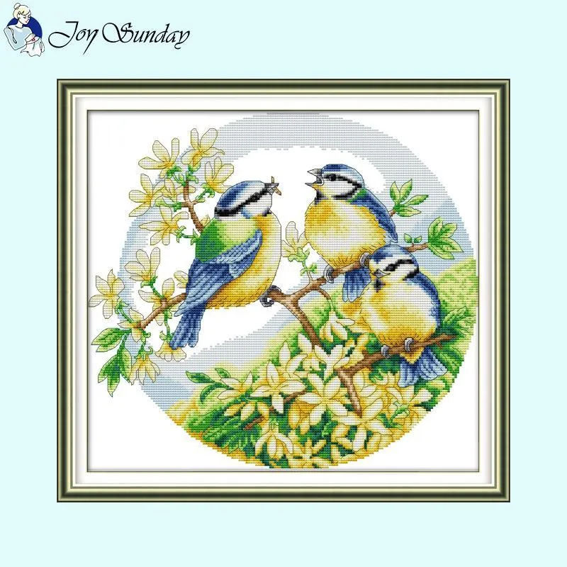 Joy Sunday Flower and Bird Home Decor Cross Stitch