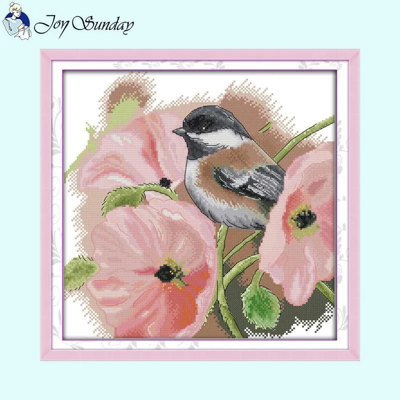 Joy Sunday Flower and Bird Home Decor Cross Stitch