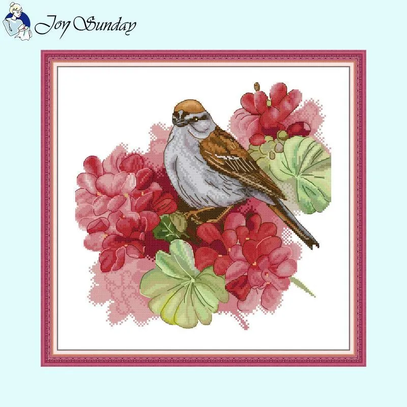 Joy Sunday Flower and Bird Home Decor Cross Stitch