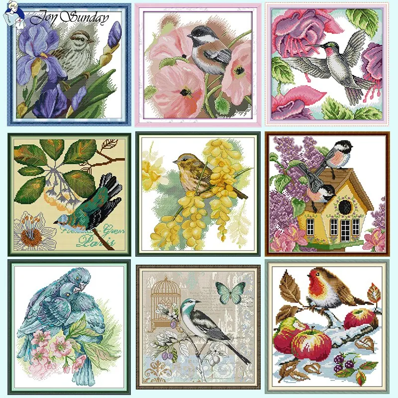 Joy Sunday Flower and Bird Home Decor Cross Stitch