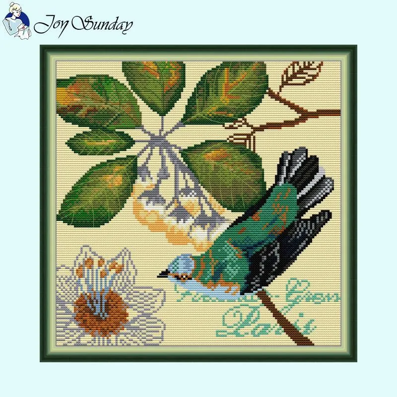 Joy Sunday Flower and Bird Home Decor Cross Stitch