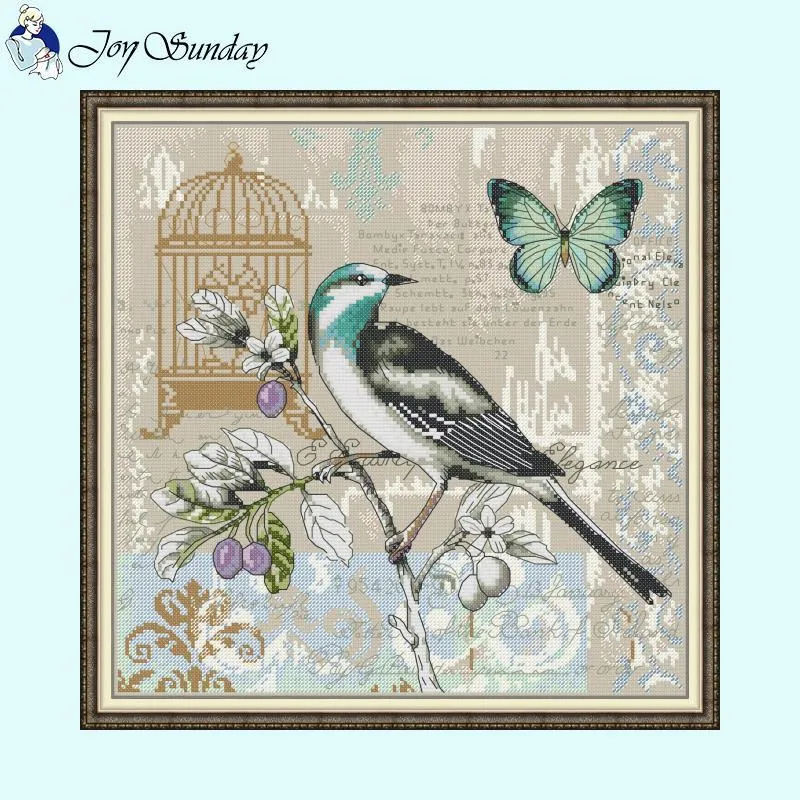 Joy Sunday Flower and Bird Home Decor Cross Stitch