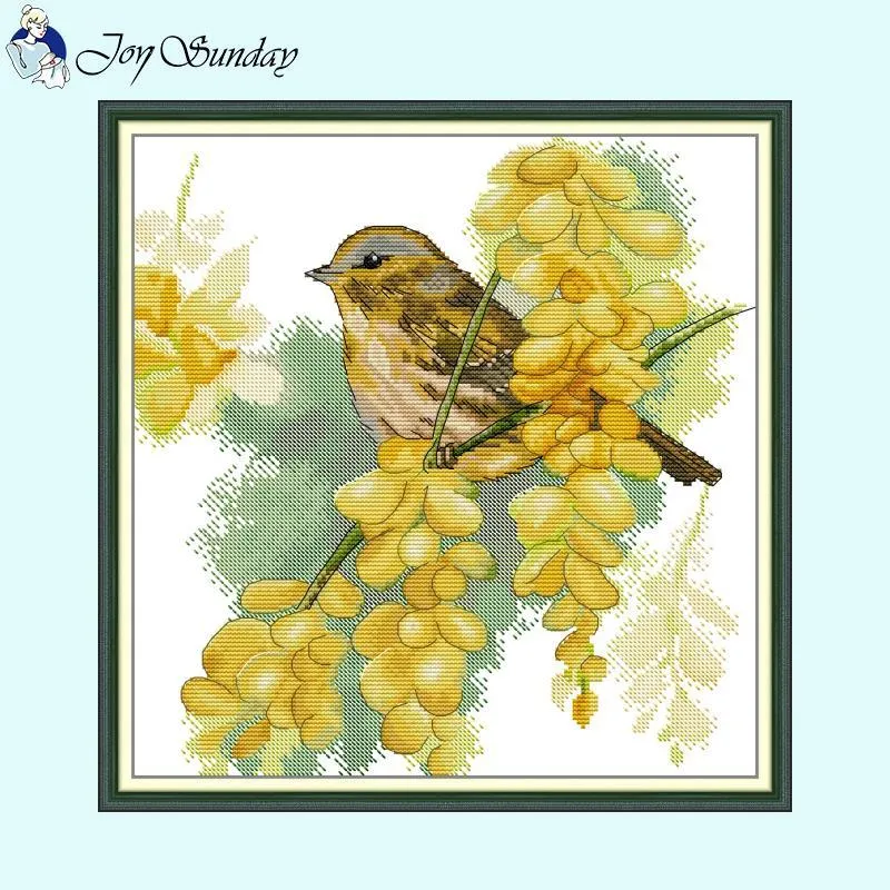 Joy Sunday Flower and Bird Home Decor Cross Stitch