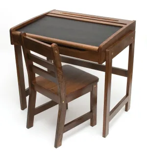 Kids Chalkboard Desk & Chair, Walnut Finish