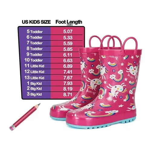 Kids Rain Boots for Girls Pink Unicorn - Kkomforme