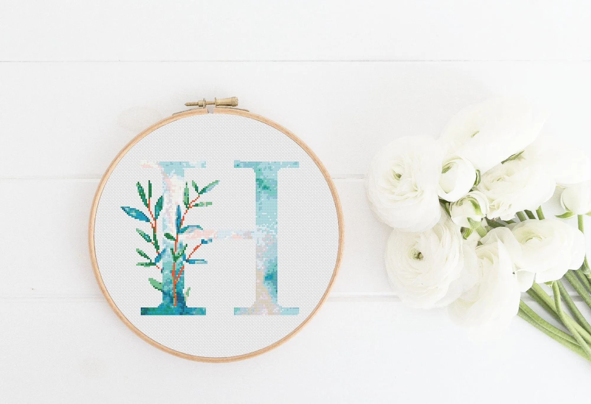 Letter H Cross Stitch Pattern #398