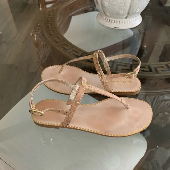 🤍🤍LILLY PULITZER RITA CORK T-STRAP SANDAL!🤍🤍