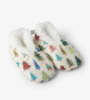 Little Blue House Christmas Trees Kids Warm & Cozy Slippers