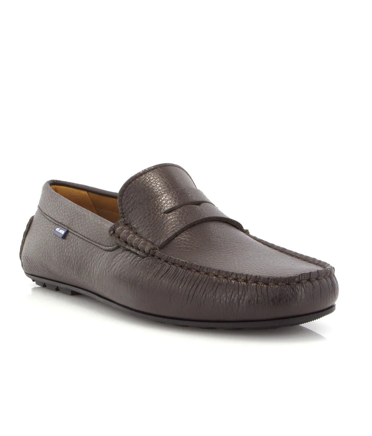 Loafers City - pele gravada castanha escura