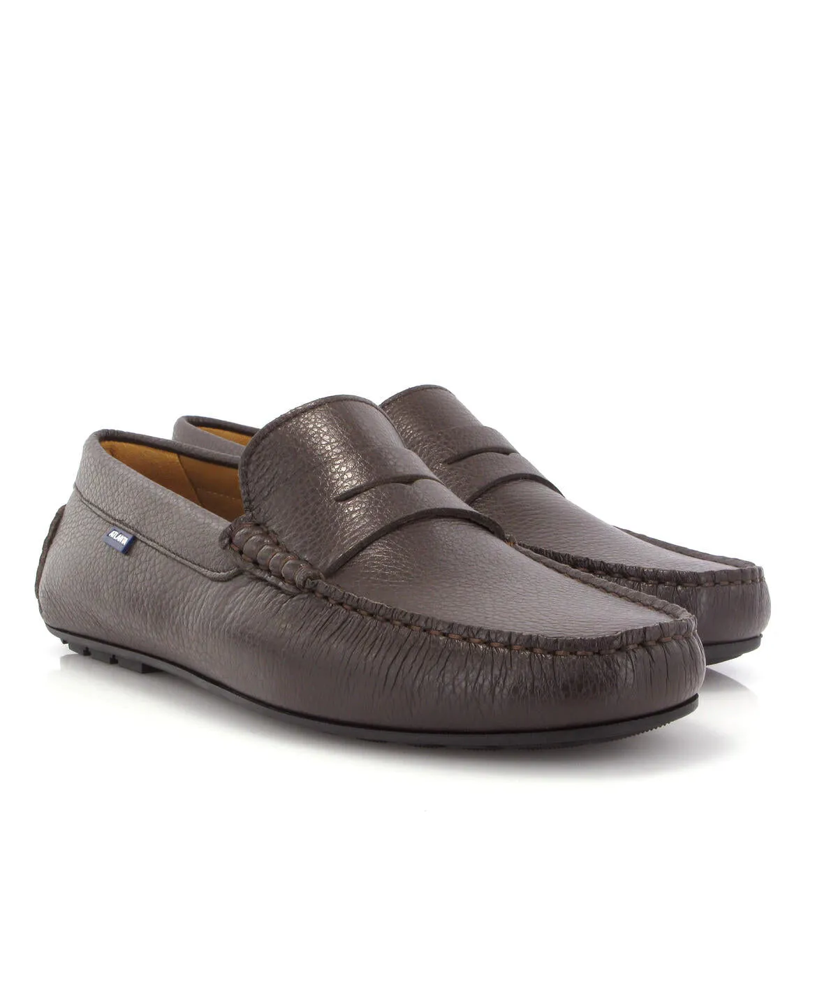 Loafers City - pele gravada castanha escura