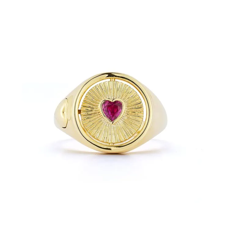 Love Notes Je T'aime Ruby Flip Signet Ring