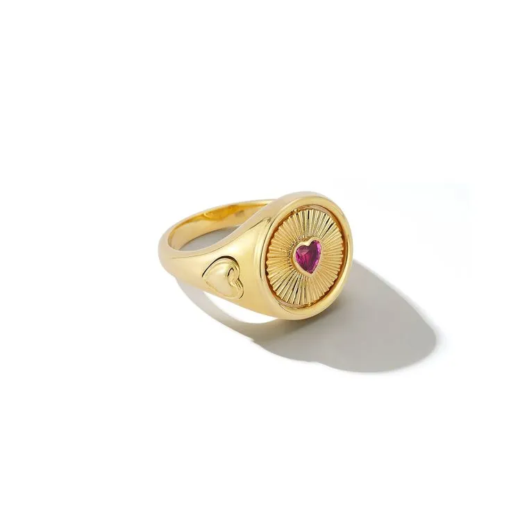 Love Notes Je T'aime Ruby Flip Signet Ring