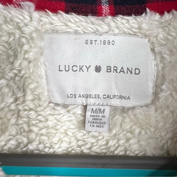 Lucky Brand Faux Shearling Lined Plaid Shirt Jacket