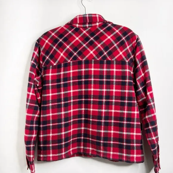 Lucky Brand Faux Shearling Lined Plaid Shirt Jacket