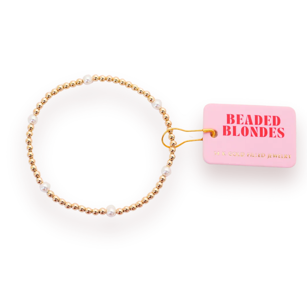 Madi Beaded Bracelet in Gold: Standard 6.75 inch