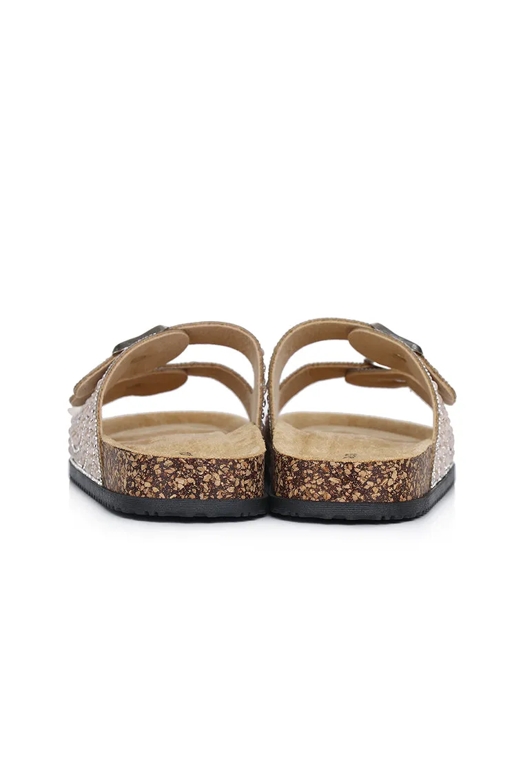 Madison Beaded Two Strap Sandals (Khaki)