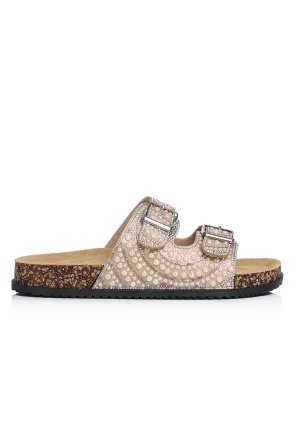 Madison Beaded Two Strap Sandals (Khaki)