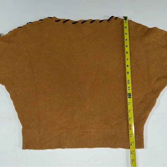 MAGASCHONI Ribbed Dolman Sweater Contrast Stitch Detail, Large