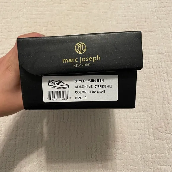 Marc Joseph New York Cypress Hill Kids unisex Leather Loafer in Black Snake sz 1