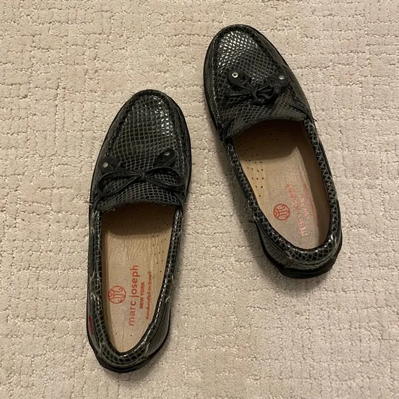 Marc Joseph New York Cypress Hill Kids unisex Leather Loafer in Black Snake sz 1