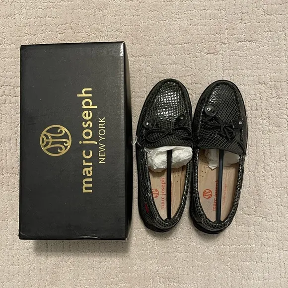 Marc Joseph New York Cypress Hill Kids unisex Leather Loafer in Black Snake sz 1