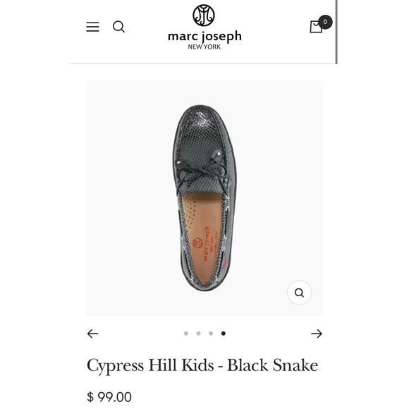 Marc Joseph New York Cypress Hill Kids unisex Leather Loafer in Black Snake sz 1