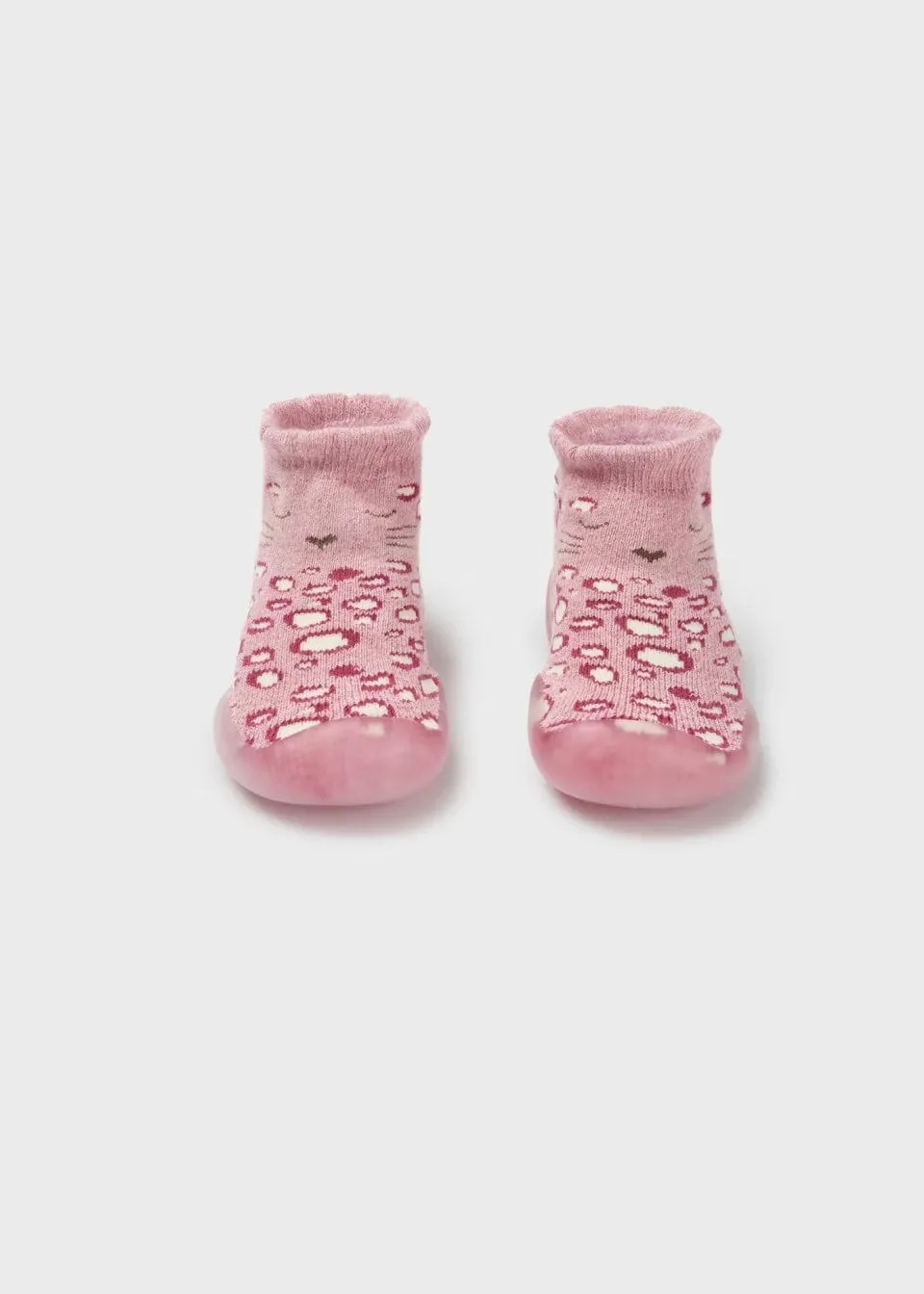 Mayoral Pink Cheetah Rubber Shoe Socks