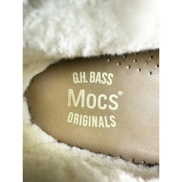 Men's G.H. Bass Mocs Original Hampton Shearling Lined Boat Shoes Black Sz 13D