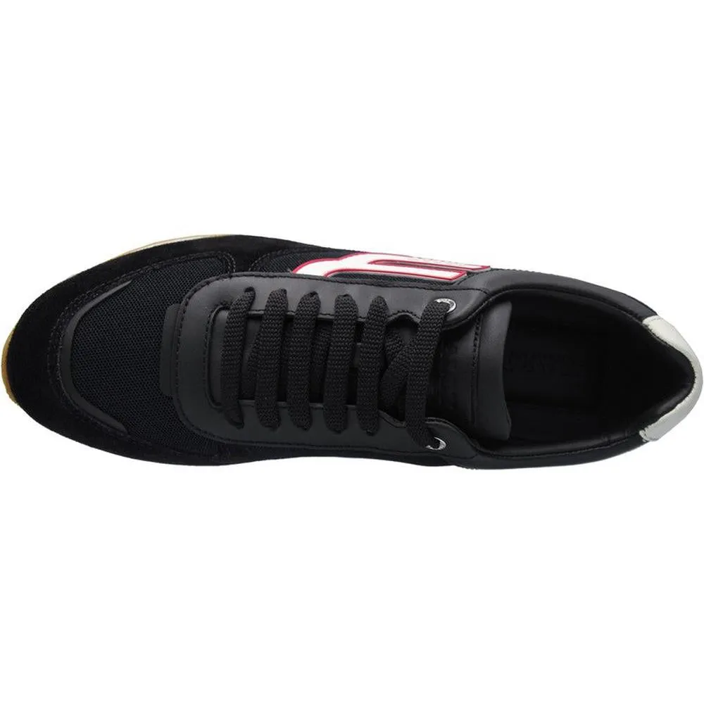 Men's GISMO Plain Calf Leather Sneaker, Black/White