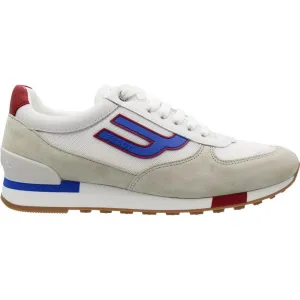 Men's GISMO Plain Calf Leather Sneaker, White/Lipstick