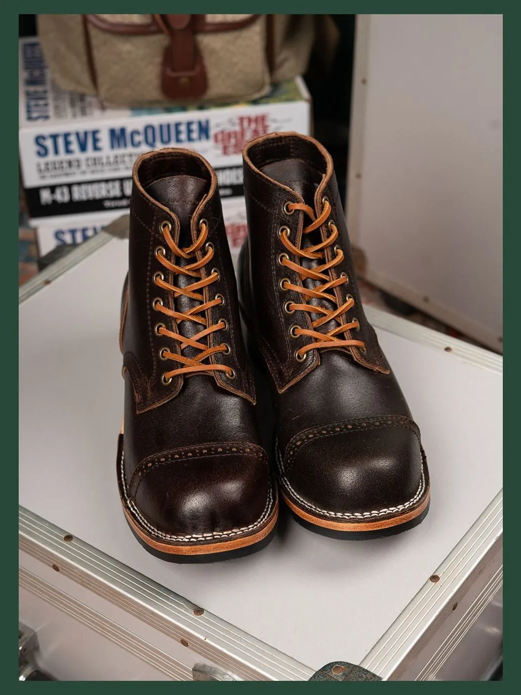 Men's Lumberjack Boots, Waxed Flesh Leather