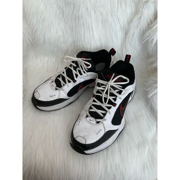 Men's Nike Air Monarch IV Cross Trainer Shoe White Black Red Size 13 415445-101