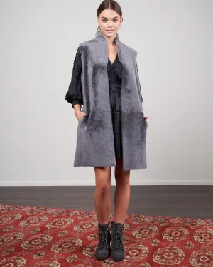 merinillo stand collar shearling gilet - grey