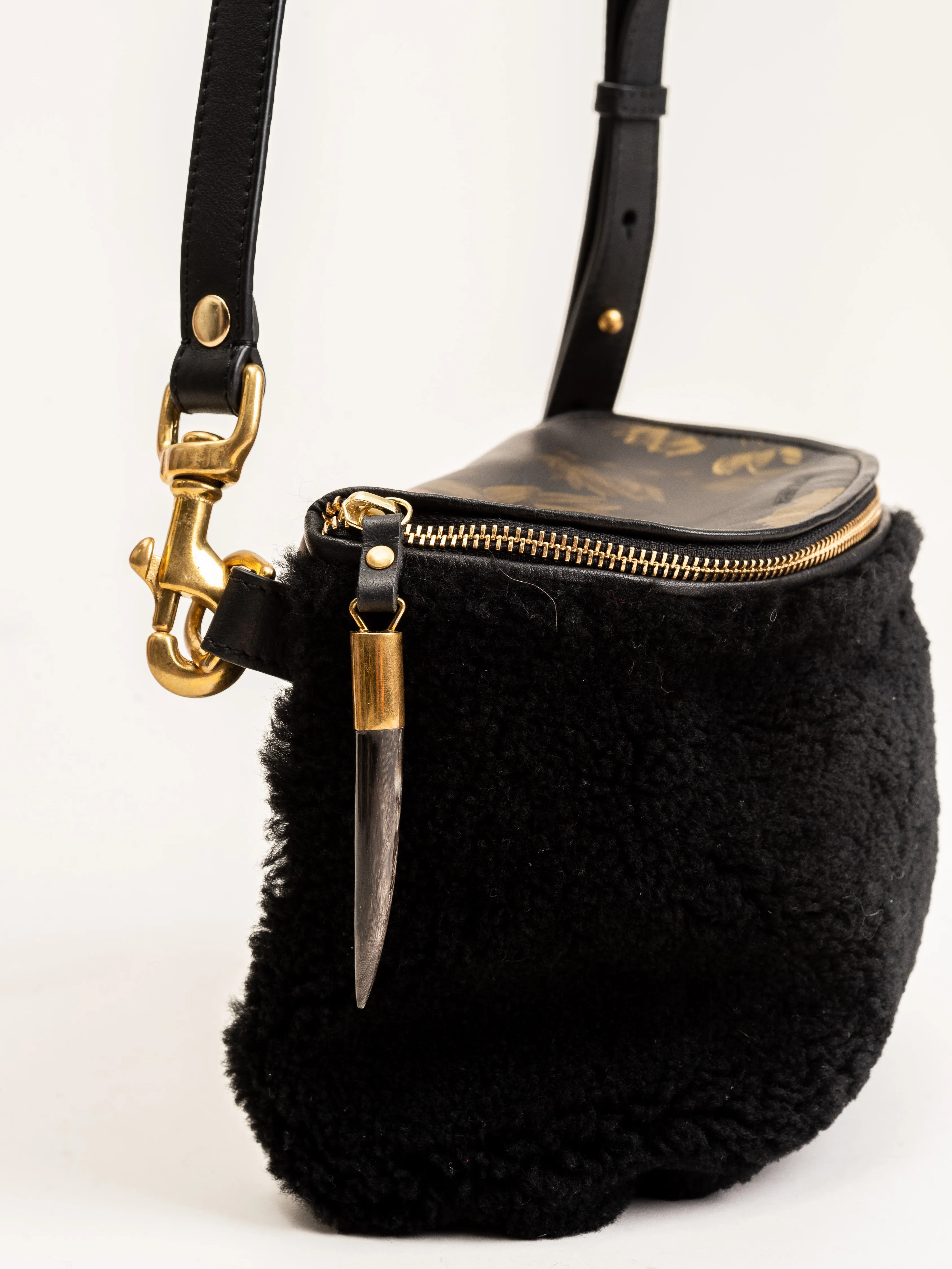 mini windbourne bag - shearling black peony
