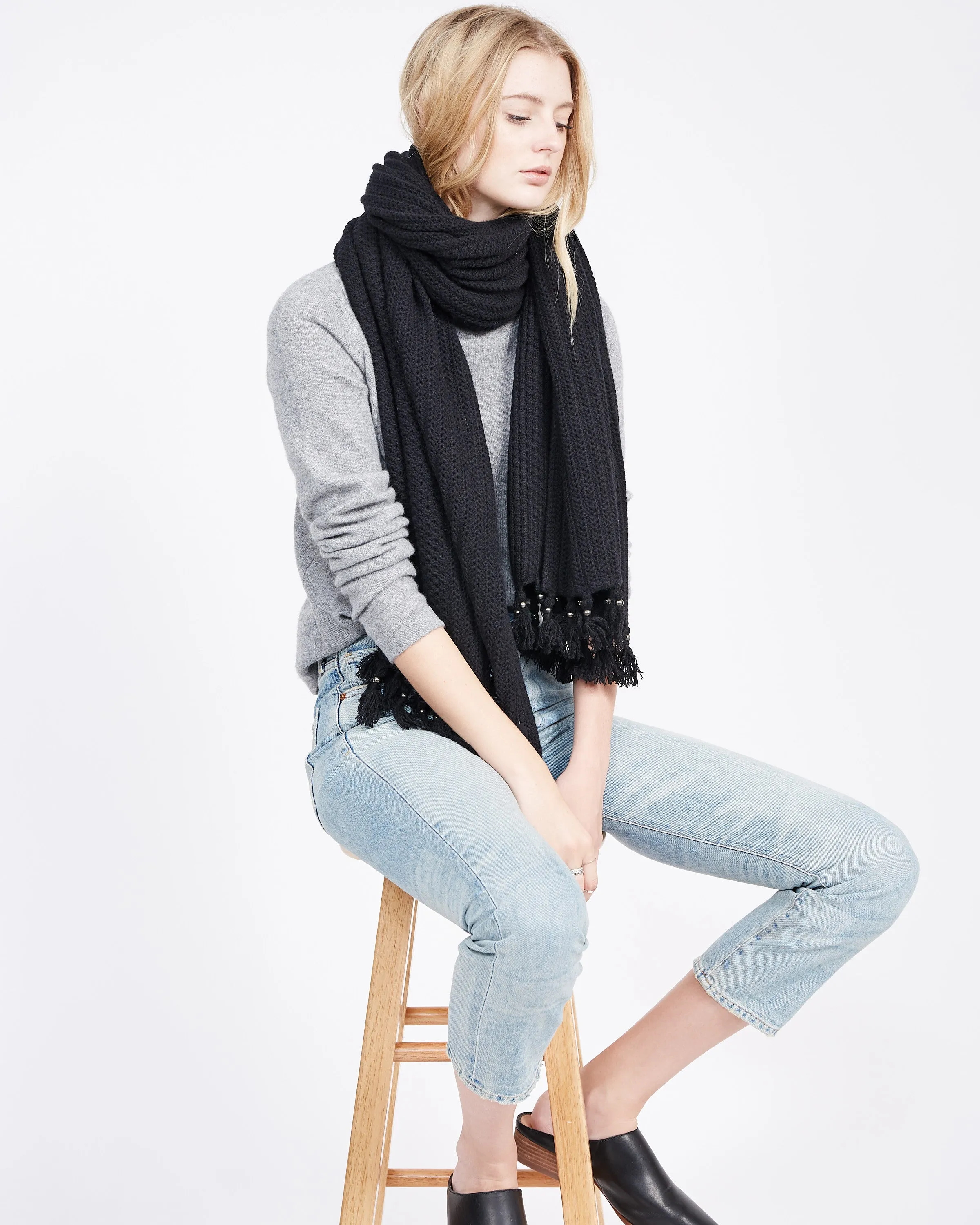 Mixed Stitch Cashmere Wrap