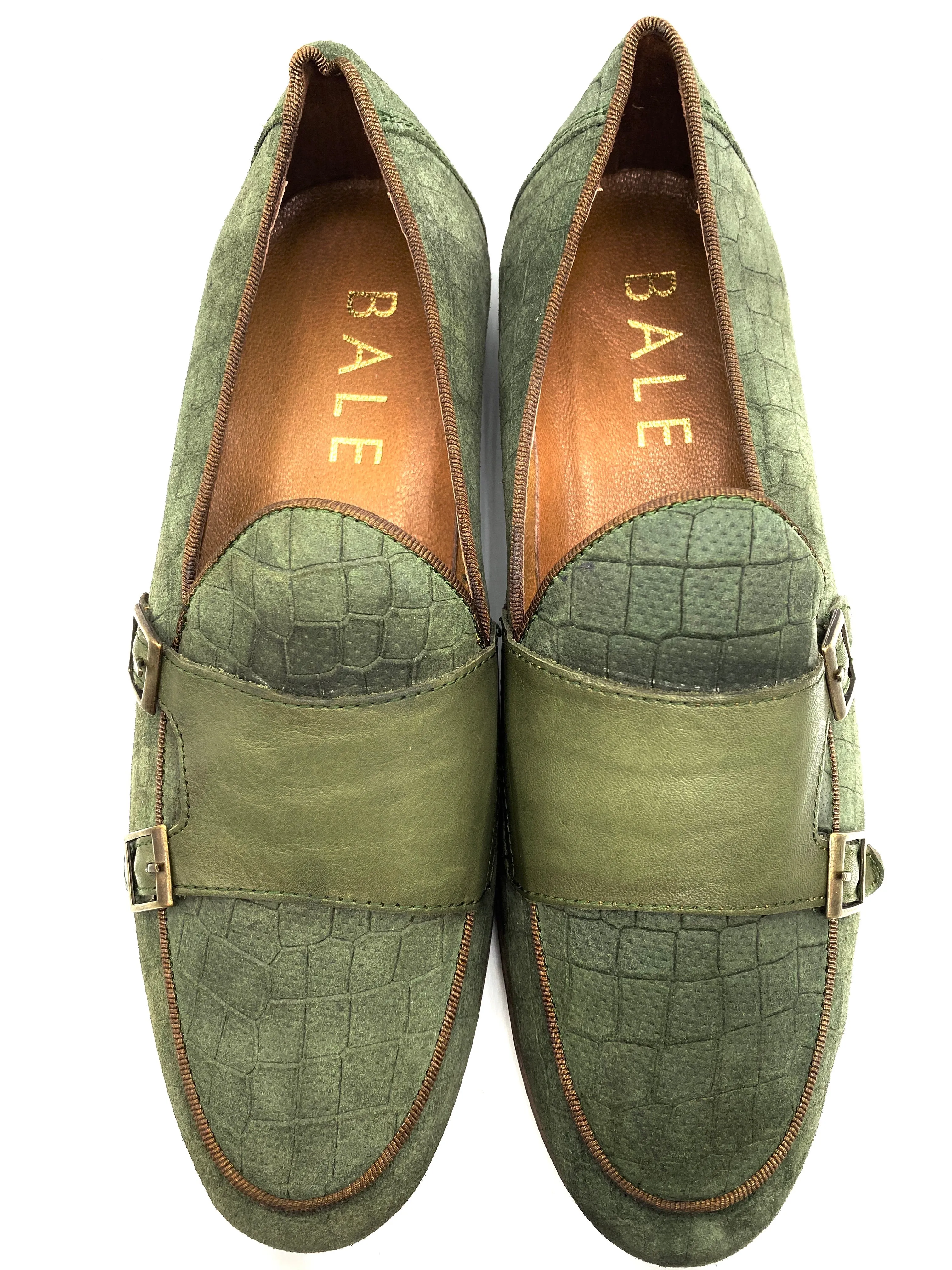Monk Strap Croc Loafer Shoe - Khaki