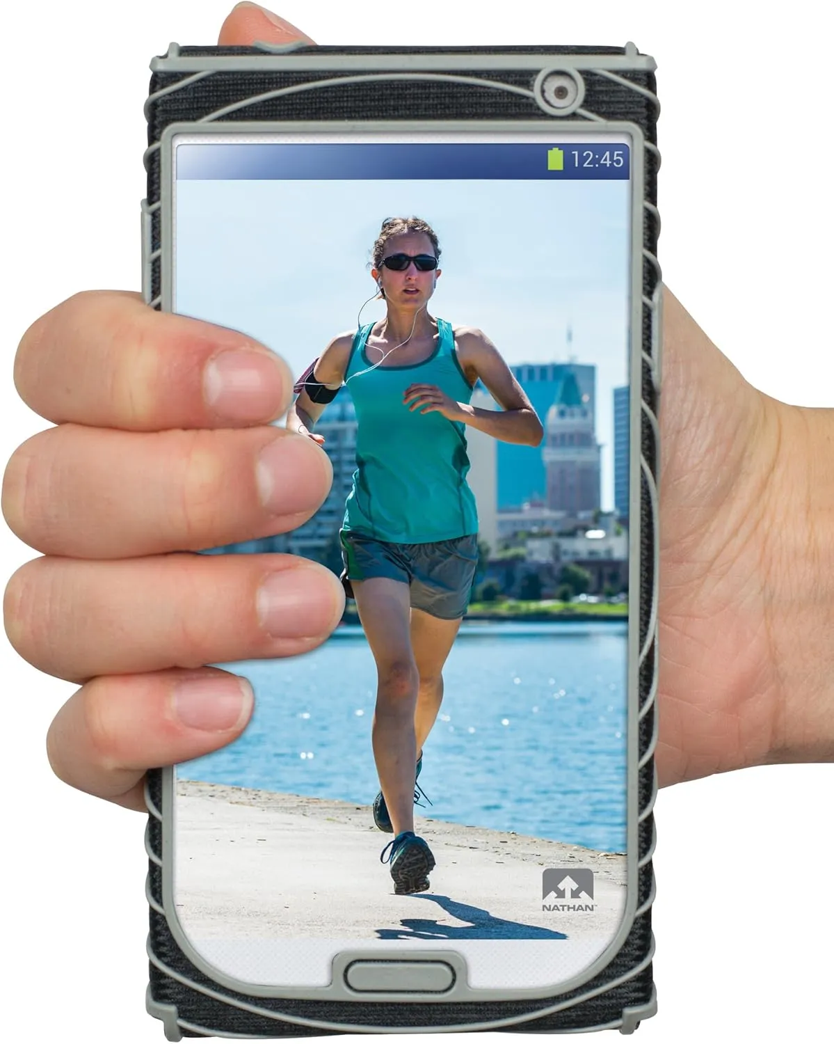 Nathan SonicGrip Hand Strap Phone Holder for Samsung Galaxy 4 - Black/Silver