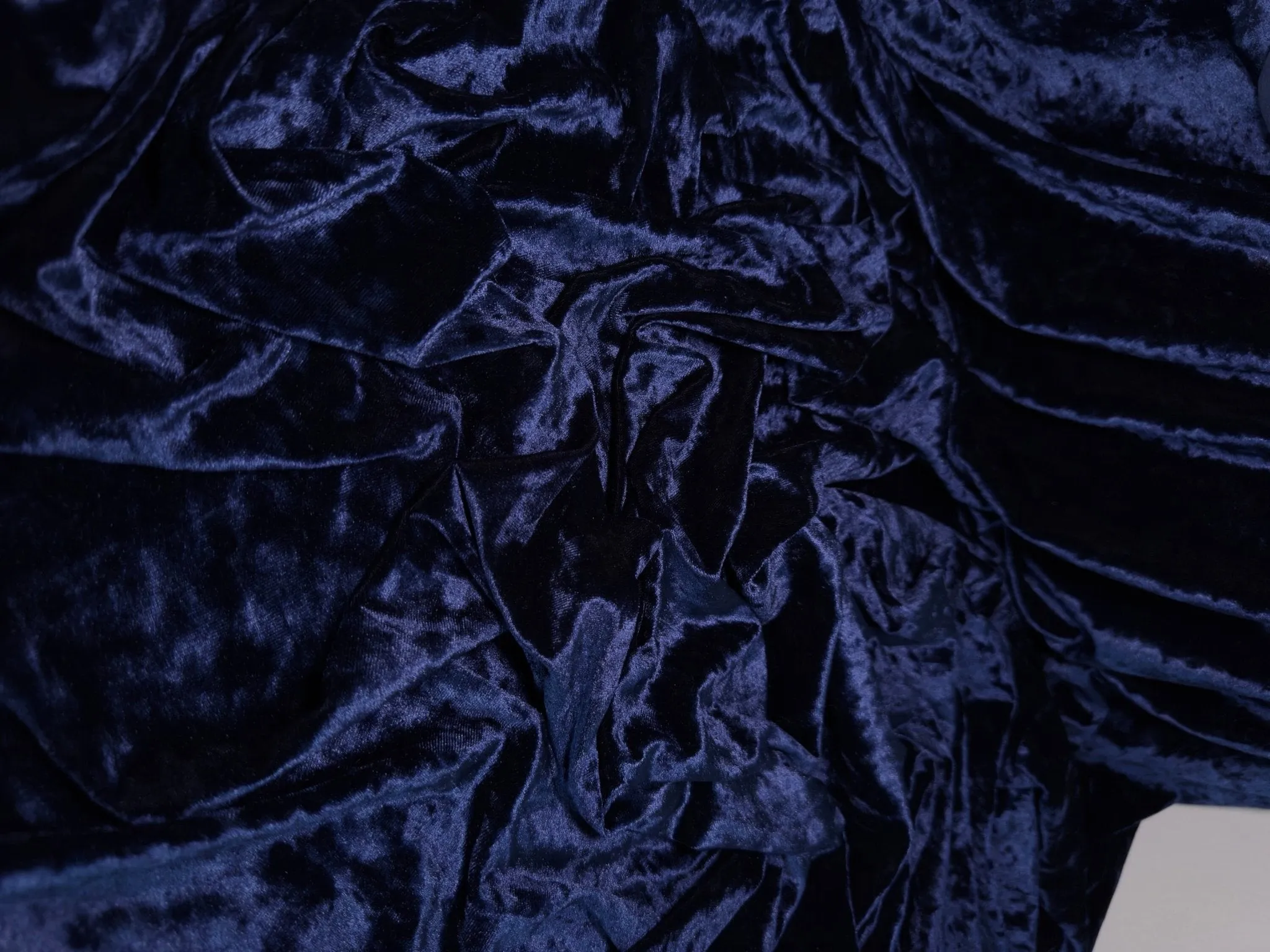 Navy Crushed Stretch Velvet Fabric by Yard, Navy Blue Stretch Material, Dark Blue Velvet with Spandex for Dresses, Bows, Backdrop Curtains