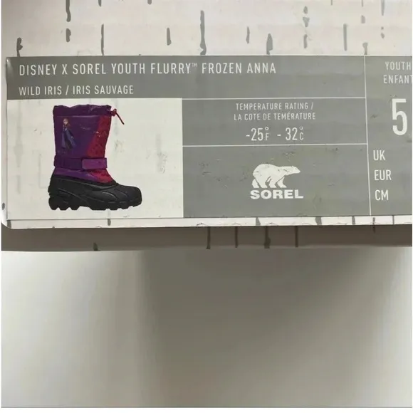 NEW Disney × Sorel Youth Flurry Frozen 2 Anna Winter Boot NIB Youth Wild Iris