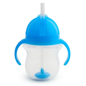 New Munchkin Any Angle Weighted Straw Trainer Cup Blue