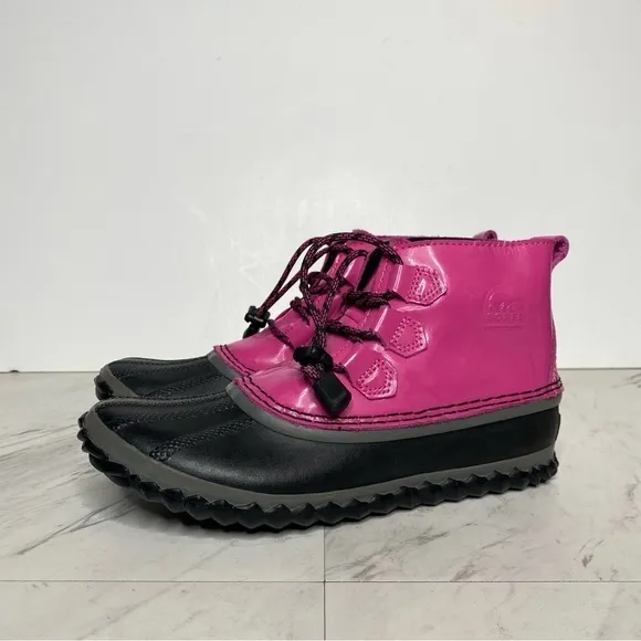 New! Sorel Out And About Kids Pink Black Snow Duck Boot 4