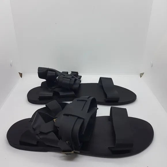 New Sparta Novelty Men's Leather Black Sandals Sz 44