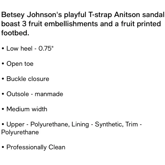 NIB Betsey Johnson Fruit Sandals