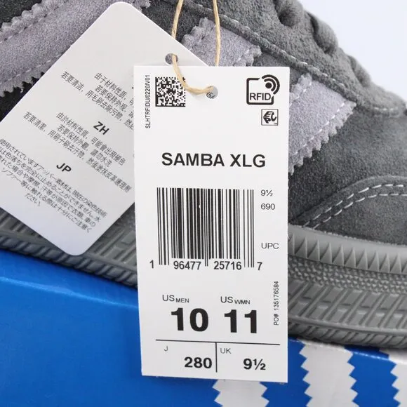 NIDB Adidas Samba XLG Sneakers in Carbon Grey US Men's 10/Women's 11 (ID3912)