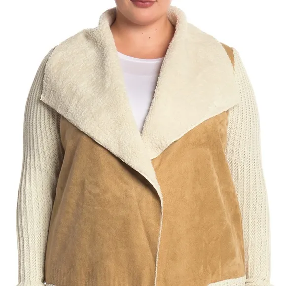 NWT Nordstrom X RDI IVORY Faux Shearling Lined Shawl Cardigan Sweater