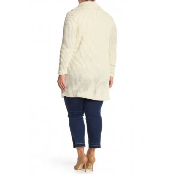 NWT Nordstrom X RDI IVORY Faux Shearling Lined Shawl Cardigan Sweater