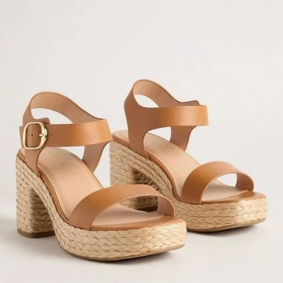 NWT TORRID Two Piece Platform Heeled RopeSole Sandal Size 11WW