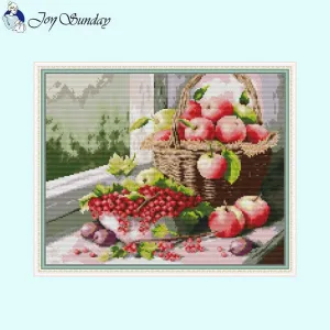 Oil Painting Apple and Cherry stitch cross stitch pattern
